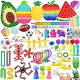 Chennyfun Stressabbau-Spielzeug Set, 62 Pcs Sensory Zappeln Anti Stress Spielzeug- Wassermelone Apfel Kiwi Zappeln Sensorisches Spielzeug Set Für Kinder Und Angst Mit Angstlust, Autismus Und ADHS