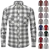 Herren-Langarmhemden mit Tasche, kariert, normale Passform, kariert, Holzfäller, Knopfausschnitt, Alltagskleidung, Oberteile, lässiges Outdoor-Top, mit Button-Down-Taschen, trendiges kariertes Hemd, N