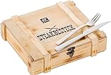 ZWILLING Steakbesteck Set für 6 Personen, 12-teilig, 6 Steakmesser und 6 Steakgabeln, Inkl. Holz-Aufbewahrungskiste, Rostfreier Edelstahl / Holz