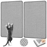 Kratzmatte Katze，Graciadeco 2 Grau Sisal Teppich Katzen Kratzbrett Wand, 60 x 40cm kratzmatte Katze katzengras fertig gewachsen katzenteppich kratzecke für Katzen
