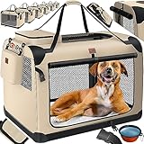 Lovpet® Transportbox Hund Katze Transporttasche S 49,5x34,5x35cm | Hunde-Tragetasche Faltbare Katzentasche | Haustier-Transportbox inkl. Hundenapf & Schultergurt | für Katzen & Hunde Beige