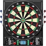 Coanhctm Dartscheibe Elektronisch Profi mit Deutsche Stimme&12 Dartpfeil, Elektronische Dartscheibe mit LCD-Bildschirm, 34 Spiele&355 Variationen, E Dartscheibe Elektronische Dartboard für 1-8 Spieler