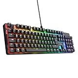 Trust GXT 871 Zora Mechanische Tastatur Deutsches QWERTZ Layout mit RGB Beleuchtung, Lineare Huano Switches, N-Key Rollover Anti-Ghosting, USB Programmierbare Gaming Tastatur für PC Laptop