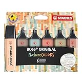 STABILO - Textmarker - BOSS ORIGINAL NatureCOLORS - 6er Pack - beige, warmgrau, grünerde, siena, schlammgrün, umbra