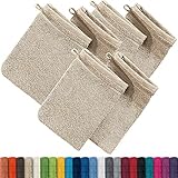 Erwin Müller Waschhandschuh Heidelberg 6er- Pack, 100% Baumwolle beige Größe 15x21 cm- weiche Qualität, saugstark und strapazierfähig - praktisch durch Schlaufe (weitere Farben)