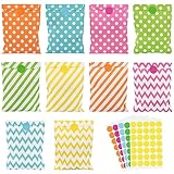 100 Stück Butterbrottüten, 18 x 13cm Candy Bar Tüten Süßigkeiten Tüten mit 175 Aufkleber Papiertüten Bunt für Kindergeburtstag Hochzeit Party Abschlussfeier Ostern(5 Farben)