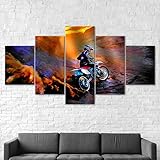 5 teiliges wandbild Motocross Dirtbike Rennen Sport Fahrt 5 stück leinwand wandkunst,5 teilig leinwand wanddeko wohnzimmer,leinwanddruck 5 teilig bilder wohnzimmer modern groß mit rahmen,xxl 100x55cm