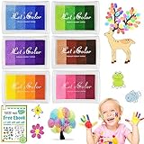 DazSpirit Stempelkissen Set, 6 Farben Stempel Fingerfarben Kinder Ungiftig Abwaschbar, Fingerabdruck Stempelkissen Bunt für DIY Leinwand, Hochzeit, Papier Handwerk, Geburtstag Geschenk