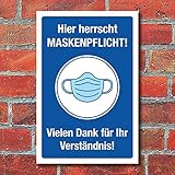 WERBEPUNKT. Schild Hier herrscht Maskenpflicht Mund-Nasen-Schutz Mundschutz 3 mm Alu-Verbund 300 x 200 mm