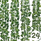 DazSpirit Künstlich Efeu Hängend Girlande 24Stück Efeugirlande Künstlich 50.4m Efeubusch Kunstpflanze Girlande für Hochzeit, Küche, Garten, Party Wanddekoration