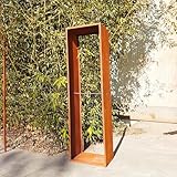 Zen Man Edelrost Kaminholzregal Garten Kaminholzunterstand Holzregal aus Metall Handarbeit 1.2mm (032000:35 * 50*H180cm)
