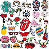 RYMALL Patches Zum aufbügeln 32 STK Patch Sticker, Niedlich DIY Kleidung Patches Aufkleber Sommer-Thema für T-Shirt Jeans Kleidung Taschen