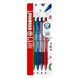 STABILO - Druck-Kugelschreiber - pointball colorful - 4er Pack - ultramarinblau, dunkelgrau, rostrot, minzgrün
