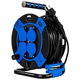 REV Kabeltrommel, IP44, Outdoor, 4 Schutzkontaktsteckdosen, 25m, schwarz