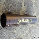Naturholz-Schreinermeister Zeitungsrolle aus Metall Farbe: Kupfer/Bronce/Braun Hammerschlagoptik mit Verschlussgitter Einwurf: Seite wechselbar