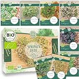 Bio Keimsprossen Samen Set – 8 Sorten Bio Sprossen Samen für dein Keimglas oder Microgreens Projekt – mit unserem Bio Sprossensaat Mix gelingt dir die Aufzucht von gesunden 8 Sprossen Sorten