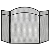 HOMCOM Funkenschutzgitter Faltbare Kaminschutzgitter Kamin Funkenschutz Feuerschirm Kamingitter dekoratives Netz Metall 96 x 60 cm Schwarz