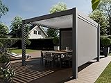 Freistehende bioklimatische Pergola aus Aluminium, 12 m² – 3 x 4 m, Zwei Jalousien im Lieferumfang enthalten – Anthrazit – 25 um 120° neigbare Aluminiumlamellen – Laube