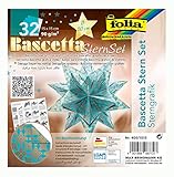 folia 405/1515 - Bastelset Bascetta Stern Sterngrafik türkis/kupfer, 32 Blatt, 15 x 15 cm, fertige Größe des Papiersterns ca. 20 cm, mit ausführlicher Anleitung - ideal zur zeitlosen Dekoration