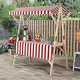 ZIGTUEI Marktstand Imbisswagen, Faltbarer Verkaufsstand, Mobiler Imbisswagen, Marktstand-Ausstellungsständer für Outdoor, für Straßen-/Bauernmärkte/Handwerksausstellungen(Red,120cm/47.2in)