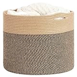 TIMEYARD Wäschekorb Groß, Korb Aufbewahrung Baumwolle Seil, Aufbewahrungskorb Geflochten für Decken Spielzeug im Kinderzimmer, D40 x H35 cm