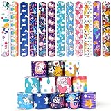 Koogel 12 Stück Schnapparmband Kinder, Slap Schnapparmband Bunte Slap Armbänder Tier Meerjungfrau Einhorn für Birthday Party