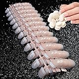 Künstliche Nägel, kurz, natürlich, 240 Stück, 12 verschiedene Größen, französisches Maniküre-Set, Natur, Nail Art Tip Decor, Werkzeug für künstliche Nägel und Zubehör