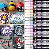wonsar Acrylstifte Marker Stifte, 18 Farben Wasserfest Acrylstifte für Steine Bemalen, Acrylfarben Stifte für Kinder DIY Keramik Glas Porzellan Metall Kunststoff Holz, Leinwand (0,7mm Spitze)