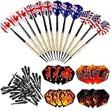 Nabance Dartpfeile für Dartscheibe Elektronisch 12Stk Darts Pfeile Dartpfeile Plastik Soft Dart Dart Schaft mit Dart Flights Dartspitzen und Ersatz und 36 Darts Tips