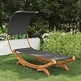 ZJHESXV Hängematte mit Dach Sonnenliege Holz Gartenliege Schwebeliege Liegeinsel Outdoor Terrassenliege Saunaliege Holz 100x216x162cm Fichte Massivholz Anthrazit