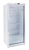 GastroHero Lagerkühlschrank Eco 590 mit Glastür für die Gastronomie, 4 verstellbare Einlegeböden, 590 Liter, Kühlschrank mit Glastür, Abschließbar, Innenbeleuchtung, Gastronomiebedarf, Weiß