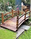 Rustikale Gartenbrücke aus Holz – 1,4 m gewölbte dekorative Teichbrücke mit seitlichem Ra für Landschaft, Gehweg und Hofdekoration – perfekt für kleine Teiche und Gärten