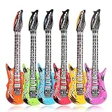 Aufblasbare Musikinstrumente - Gitarre, Saxofon & Mikrofon - Zubehör für Partys - zufällig ausgewählte Farben - 4 Gitarren
