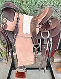 Manaal Enterprises Premium Leather Western Barrel Racing Erwachsene Pferdesattel Leder 38,1 cm Sitz erhältlich