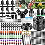 POWZOO 269 PCS Bewässerung Kit,40M+8M Bewässerungsrohre,DIY Gartenbewässerung,Automatische Sprinkler Tröpfchenbewässerung,Micro Drip Bewässerung Kit,BewässerungsSystem für Landschaft,Terrasse Pflanzen