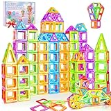 Crenova Magnetische Bausteine 50 Tile, Magnetspiel STEM Magnetbausteine, Montessori Spielzeug ab 3 Jahre, Magnete Kinder Geschenk Spielzeug ab 3 4 5 6 7 8Jahren für Jungen und Mädchen