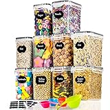 Vorratsdosen mit Deckel Luftdicht 1.6L Set of 10, BPA frei, Aufbewahrungsbox, Mottensichere Küchen Organizer Kaffeebohnen Müsli Mehl Zucker Cornflakes Aufbewahrung, Vorratsbehälter mit Etiketten