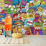 Muralo VLIES FOTOTAPETE 312x219 TAPETE Wandtapeten Jugend Comic Untertitel Dekor Spielzimmer Kinderstube Moderne Wandbilder XXL Wand Dekoration Abstrakt Luxus Br. 312 cm x Hö. 219 cm