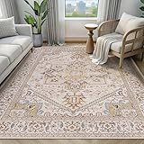 Miljgte Teppich Wohnzimmer 160x230cm, Teppich Schlafzimmer, rutschfest Vintage Retro Boho Chic, Großer Waschbare Kurzflor Flauschiger Teppiche für Wohnzimmer, Esszimmer, Büro