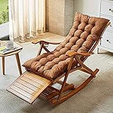 Zero Gravity, Loungesessel, Campingstuhl, Sonnenliege, Klappbarer Schaukelstuhl Aus Holz, Balkonstuhl Aus Bambus, Verstellbare Rückenlehne Mit Kopfstütze Und Fußmassage, Sonnenliegen Für Den Außenber