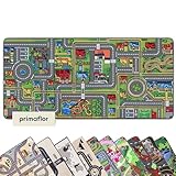 Primaflor Interaktiver Spielteppich - 95 x 133 cm, Streets, Made in Europe Kinderteppich mit Straßenmotiv, Hochwertiger Straßen-Teppich für Kinder- & Spielzimmer, Spielmatte für Jungen & Mädchen