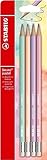 STABILO - Bleistift mit Radierer - Swano Pastel - 4er Pack - mit 4 verschiedenen Farben - Härtegrad HB