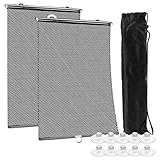 Thoquene 2 Stück Sonnenschutz Auto Baby Rollo Set, 40 X 60cm Sonnenrollo Auto Uv-Schutz, Sonnenschutzrollo(Schwarz)