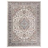 Carpeto Traditioneller Orientalischer Teppich - Kurzflor - Weicher Teppich Perser für Wohnzimmer Schlafzimmer Esszimmer - ÖKO-TEX Zertifiziert - AYLA - 140 x 200 cm - Creme