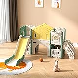 BEIJIALY 6 in 1 Kinderrutsche, Rutsche mit Basketballkorb, Spielplatz im Innen- und Außenbereich, freistehendes Kinderrutschen Kletterspielset