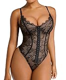 SHAPELLX Spitzen-Body für Damen, Bauchkontrolle, rückenfrei, Bodysuit, Bodyshaper, Größe XL