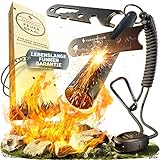 Funkenflug® Feuerstahl XXL - Mächtiges Feuerstein Survival Set mit extrem feurigen Funkenregen für EIN schnelles Feuer - Feuerstahl Outdoor Set mit Paracord + Notfallpfeife, Magnesium Feuerstarter