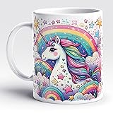 France Mug - 'Regenbogen-Einhorn' – (Einhorn-Kollektion) – Kaffee, Tee, Geschenkidee, originell, Geburtstag, Humor, Tier, Freund, Kollege, Familie