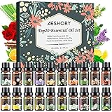 Aeshory - Ätherische Öle für Diffuser, 20 x 5ml 100% Naturrein Essential Oils Geschenkset Aromatherapie Aroma Öl Duftöle für Luftbefeuchter, Kerzenherstellung, Seifen, SPA, Massage