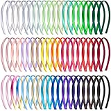 Duufin 60 Stück Satin Haarreifen Damen 1cm Haarreif Stirnbänder Haarreifen Dünn für Mädchen Damen, 30 Farben